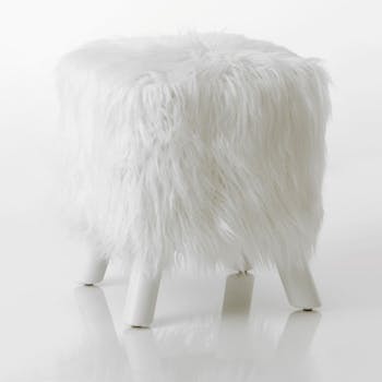 Tabouret en fourrure blanc