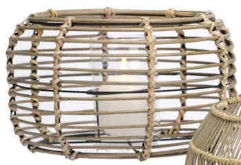 Lanterne déco ronde osier tressage horizontal