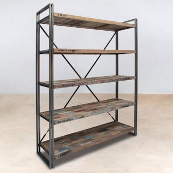 Etagère industrielle bois métal CARAVELLE