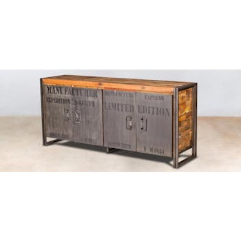 Buffet bois recyclé 4 portes 180x80 CARAVELLE