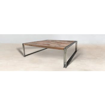 Table basse carrée bois recyclé 120X120 CARAVELLE