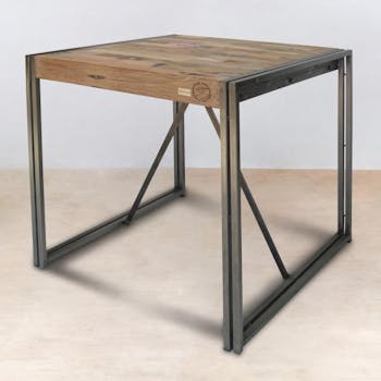 Table mange debout carrée bois recyclé 100x100 CARAVELLE