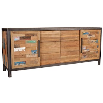 Buffet long bois recyclé CARAVELLE