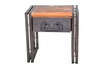 Table de chevet / Bout de canapé bois recyclé 1 tiroir 40x30x40cm CARAVELLE