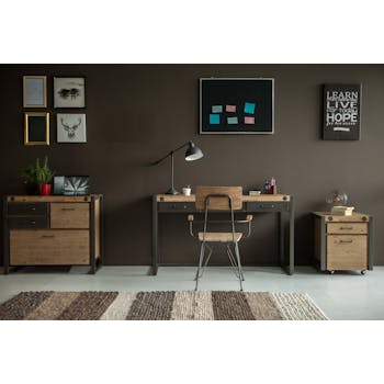 Commode / Buffet / Meuble de Rangement Inspiration Indus' en Acacia et Métal, 4 tiroirs dont 2 en métal 91x51x78,5cm BROOKLYN