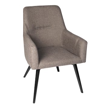 Fauteuil inspiration scandinave tissu couleur grise pieds bois noir 72x62xH88cm OSLO 2