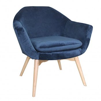Fauteuil velours bleu marine cabriolet OSLO 2 