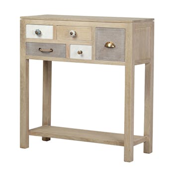 Console 5 tiroirs, manguier en patchwork de couleurs 82x33x88cm EVASION