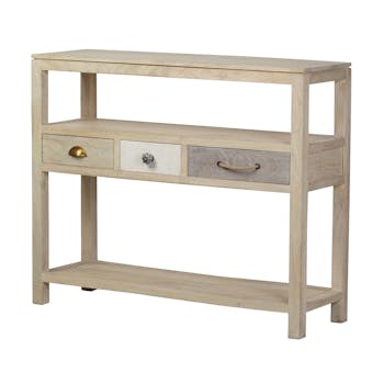 Console 3 tiroirs, manguier en patchwork de couleurs 110x35x90cm EVASION