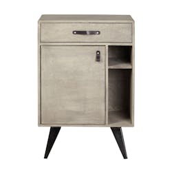 Meuble Bar / Buffet en manguier massif 1 tiroir 1 porte pieds métal 60x40xH90cm BUFFALO
