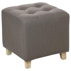 Pouf capitonné carré lin gris 35x35