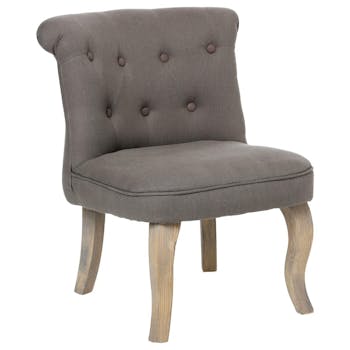 Fauteuil crapaud gris tissu lin
