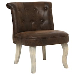 Fauteuil crapaud dossier capitonné microfibres marron vieilli 50x56x63