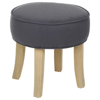 Tabouret rond lin anthracite bleuté 35x35