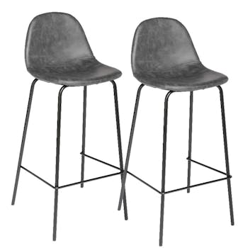 Fauteuil de bar gris effet vieilli (lot de 2)