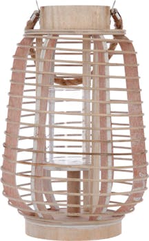 Lanterne ajourée rotin et verre D22xH33cm