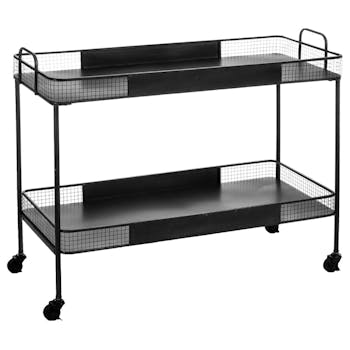 Desserte à roulettes en métal noir 102x41x80cm