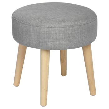 Tabouret scandinave gris tissu bois