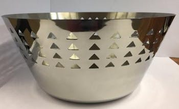Corbeille ronde en inox ajouré forme triangles D28cm