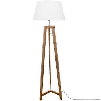 Lampadaire pied en bambou et abat-jour blanc H153cm