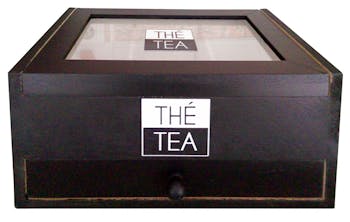 Boite à thé ou capsule noir et blanc 22x14x10cm