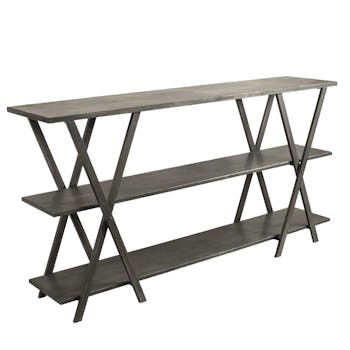 Console en métal gris 3 étagères 175x44x90cm
