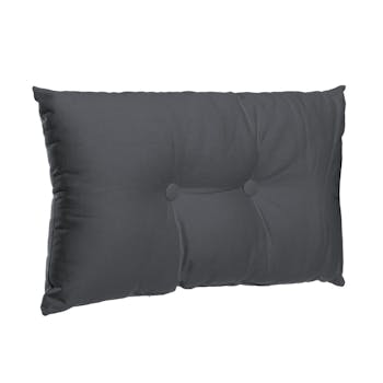 Coussin rectangle capitonné 2 boutons gris foncé 30x50cm