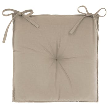 Galette de chaise en coton couleur lin 40x40x6cm