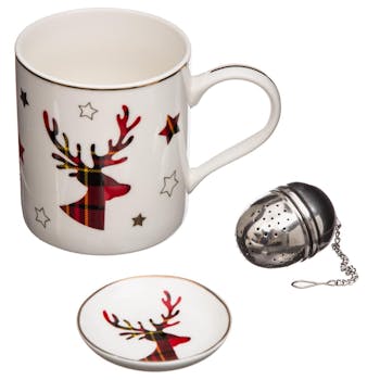 Coffret mug de noël + boule à thé en inox