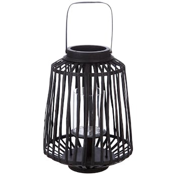 Lanterne déco rotin noir réf. 30022106