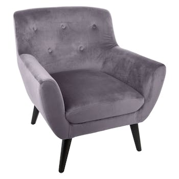 Fauteuil en velours gris réf. 30022134
