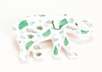 Coupe / Plateau éléphant décoré tons verts