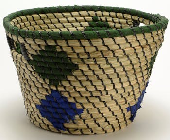 Panier déco motifs ethniques bleu vert