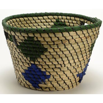 Panier déco motifs ethniques bleu vert