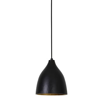 Suspension cloche métal noir mat et or
