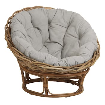 Fauteuil papasan maxi Weave Naturel + coussin KOK