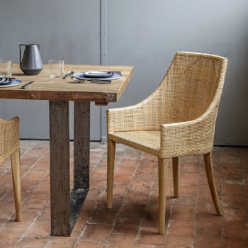 Fauteuil de table rotin naturel tressé ref. 30020933