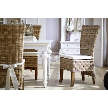 Chaise de salle à manger en rotin avec coussin 55x106cm ROYAN