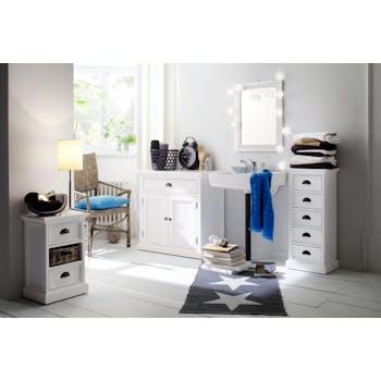 Buffet bas bois blanc 1 tiroir 2 portes acajou 90x85cm ROYAN