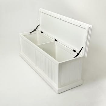 Banc coffre de rangement en bois blanc acajou 140x45cm ROYAN