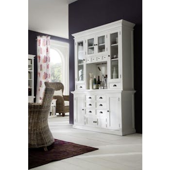 Vaisselier bois blanc acajou 12 tiroirs 8 portes 145x220cm ROYAN