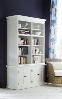 Bahut moderne blanc 2 corps 4 portes L165xH220 acajou ROYAN