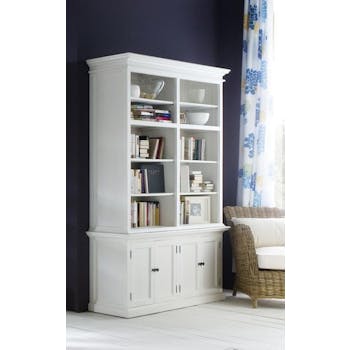 Bahut moderne blanc 2 corps 4 portes L165xH220 acajou ROYAN