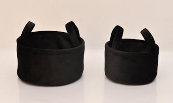 Paniers noirs velours à anses (lot de 2)