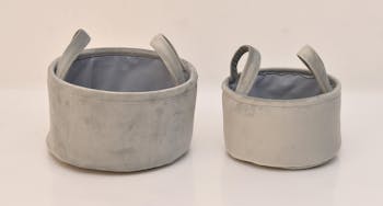 Paniers gris velours à anses (lot de 2)