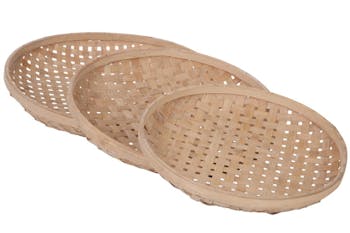 Plateau rond tressé bambou naturel Grand modèle D.49cm