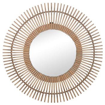 Miroir soleil bambou verre naturel D.75cm