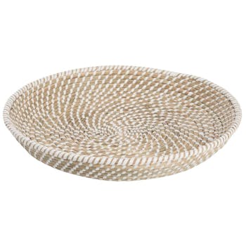 Plat rond rotin blanc naturel D.42cm