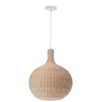 Plafonnier rond en rotin naturel, 45x45x56cm