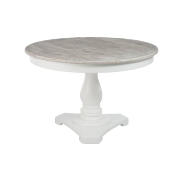Table ronde, bois blanc et plateau naturel, D120xH81cm